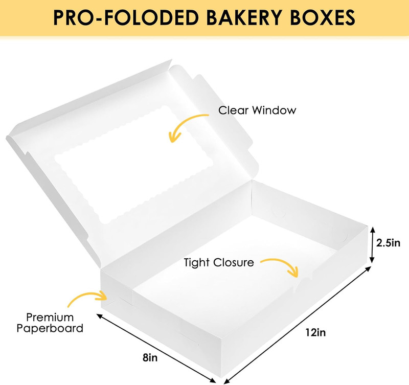 48Pcs Bakery Boxes,12X8X2.5 Inches Cookie Boxes with 3 Style Window for Chocolat gallery