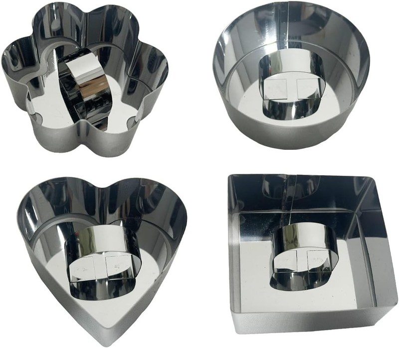 4-Piece Cake Ring Mold Set With Pusher And Lifting Baking Rings, Stainless