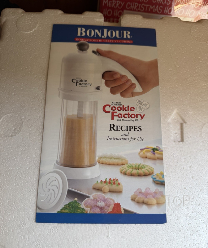 BonJour Cookie Factory Battery Powered Cookie Press Set w/ Handle, White/Clear