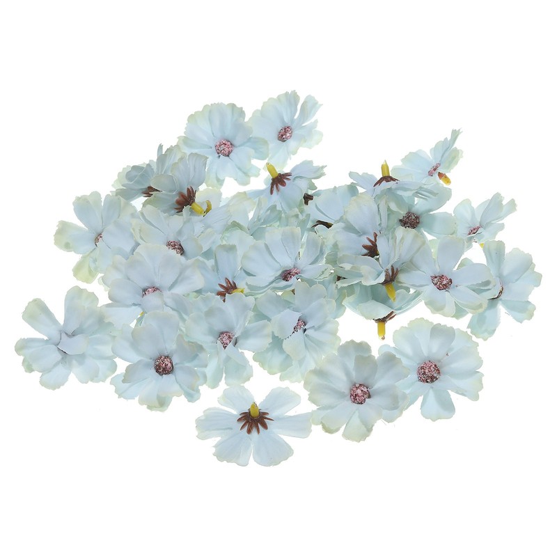 1.77″ Artificial Multilayer Flower Heads 50 Pack Light Blue