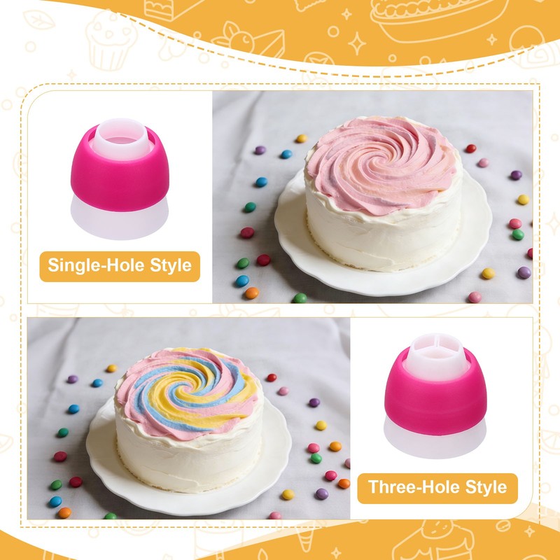 4 Pcs Piping Tip Coupler, Plastic 3 and 1 Color Couplers Piping Bag, Pink gallery