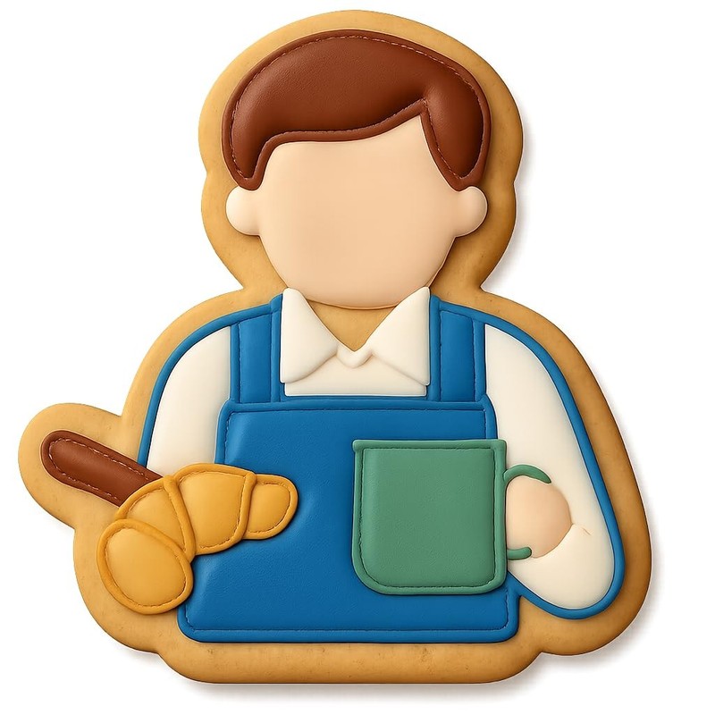 Cafe Barista Portrait Cookie Cutter & Stamp, Fondant & Clay - 3.5x4 gallery