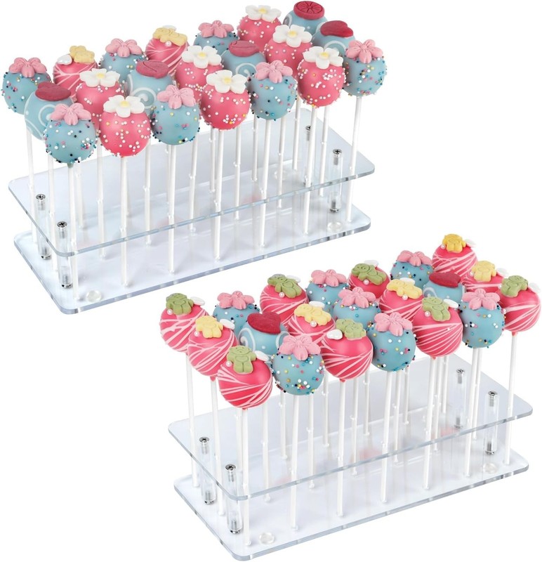 Versatile Cake Pop Display Stand - 2-Pack Clear Acrylic Holder for All Occasions gallery