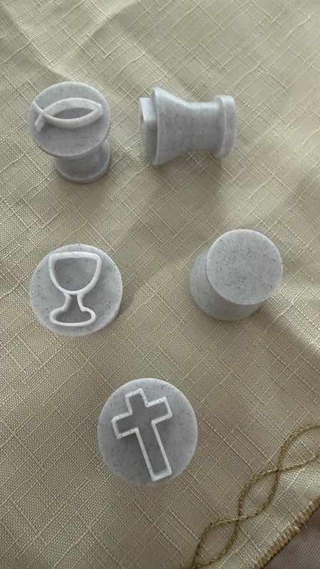 Mini Religious Symbols Stamp Set, White Plastic, 5-Pack