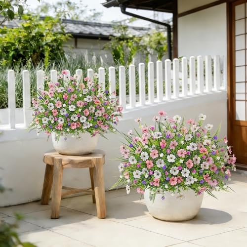 12 Pcs Artificial Flowers Outdoor,Fake Faux Artificial Plants UV Resistant gallery