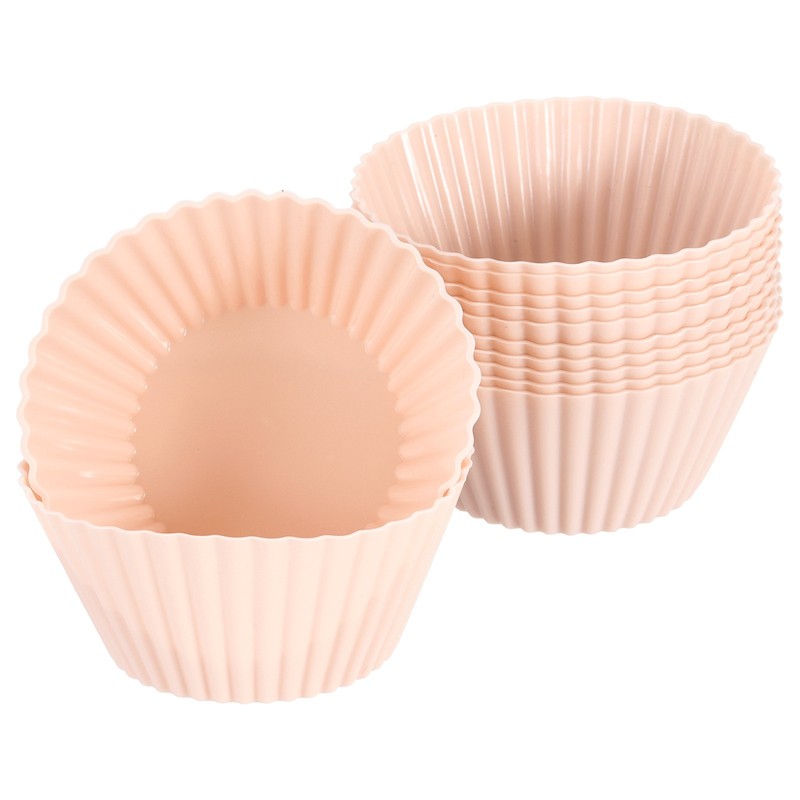 12Pcs Silicone Cupcake Baking Cups, 2.8″ Non-Stick Muffins Liners Nordic Pink