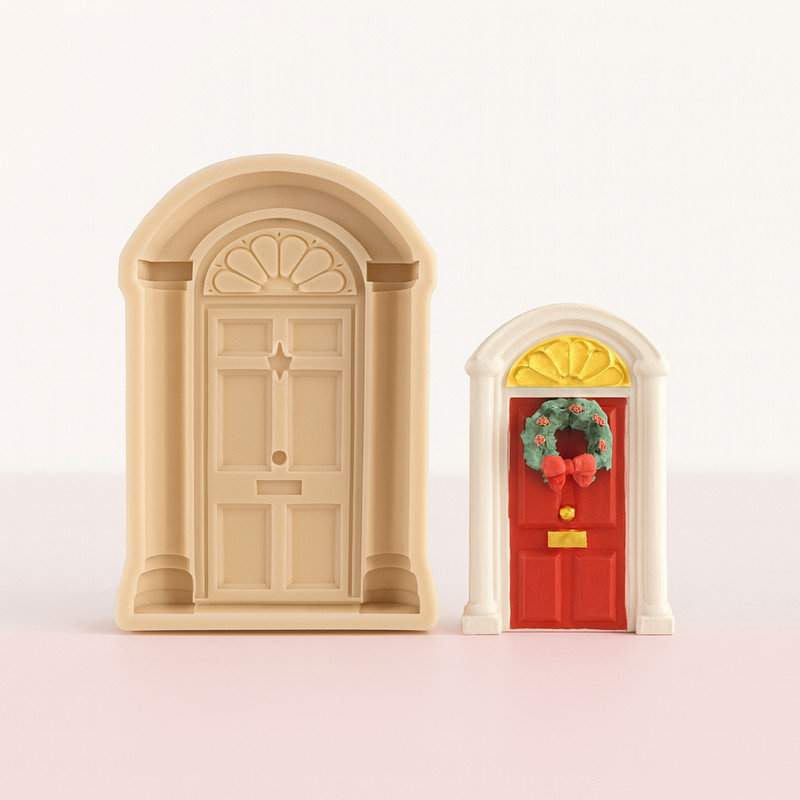Christmas Classic Front Door House Fondant Resin Chocolate Silicone Mold
