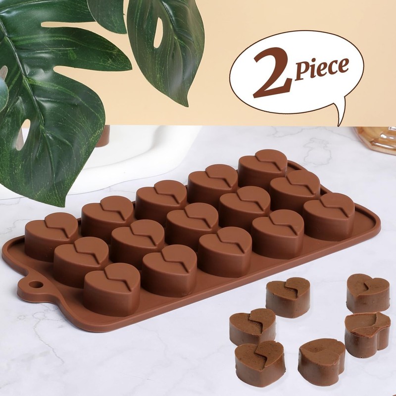 2PACK Heart Peach Break Apart Chocolate Silicone Deep Molds Non-Stick Food Grade gallery