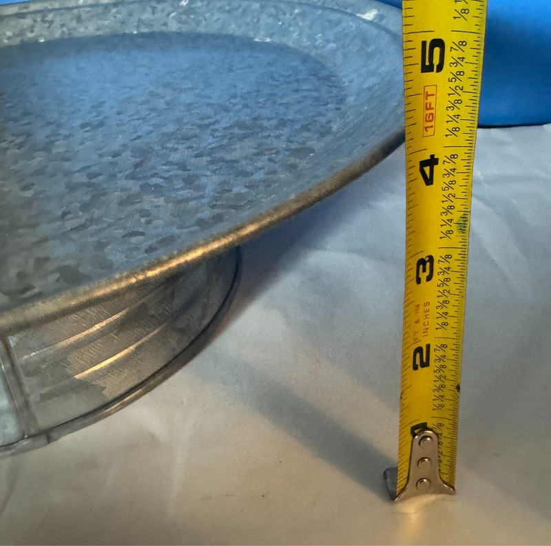 Galvanized Metal Pedestal Cake Stand Farmhouse Display Tray Rustic Wedding Decor gallery