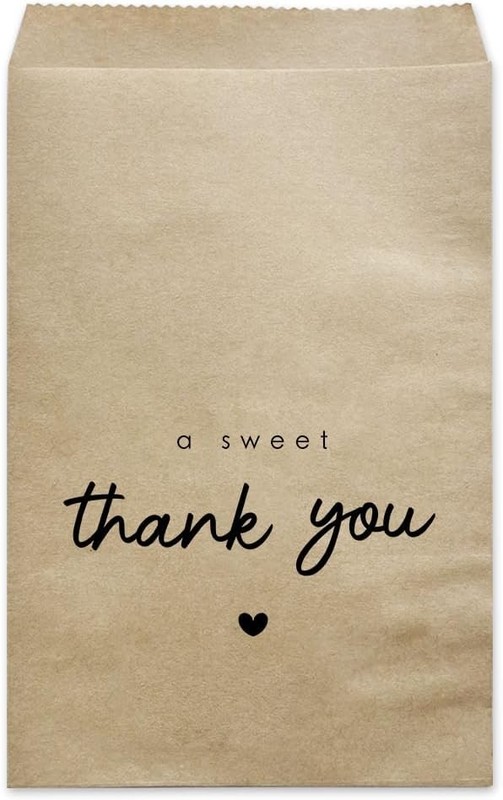 A sweet thank you Wedding Baby Shower Party Favor Bags, 50-Pack Kraft Reception