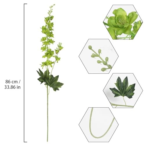 8PCS Long Stem Delphinium Artificial Flowers 33.5'' Fake Larkspur Flowers Green gallery
