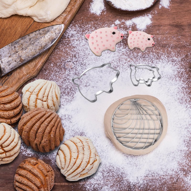 Concha Cutter Mexican Bread Mold With 3 Sizes Pig Cookie Cutter Set,Concha St... gallery