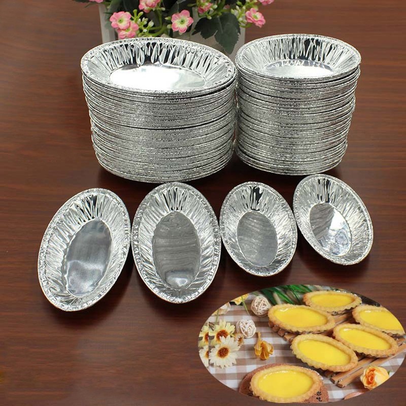 250 Pcs Oval Reusable Cups Tart Baking Molds Foil Cups for Catering