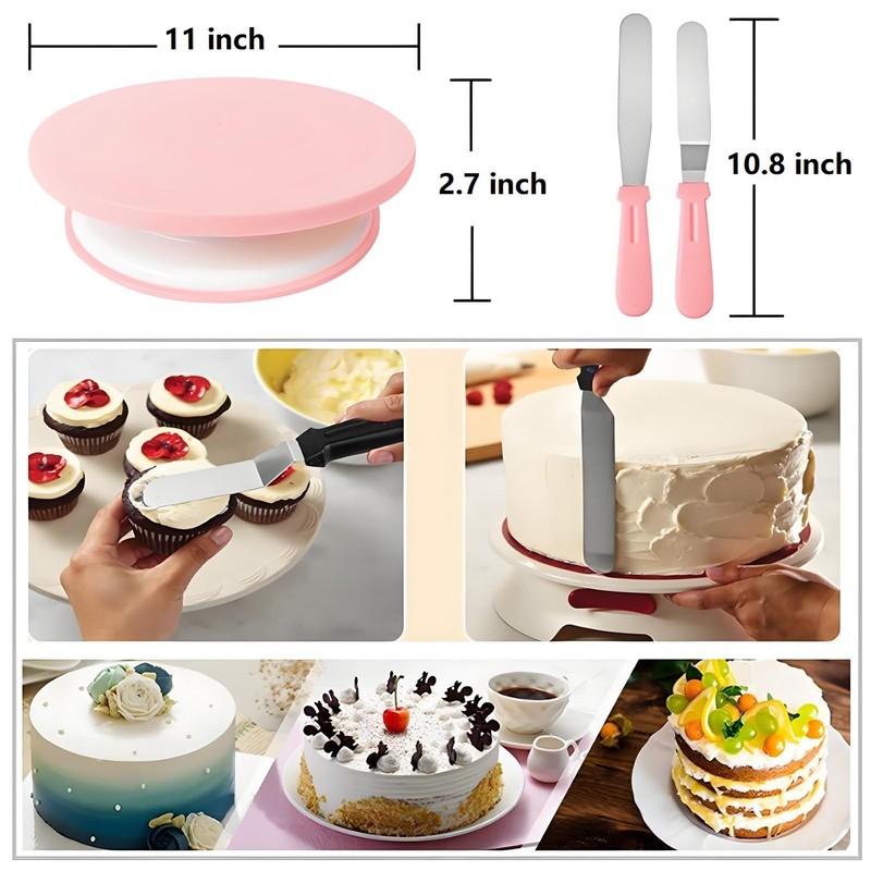 ANSLYQA Cake Decorating Kit, 298 Pcs with Cake Turntable, Leveler, 24 Numbere... gallery
