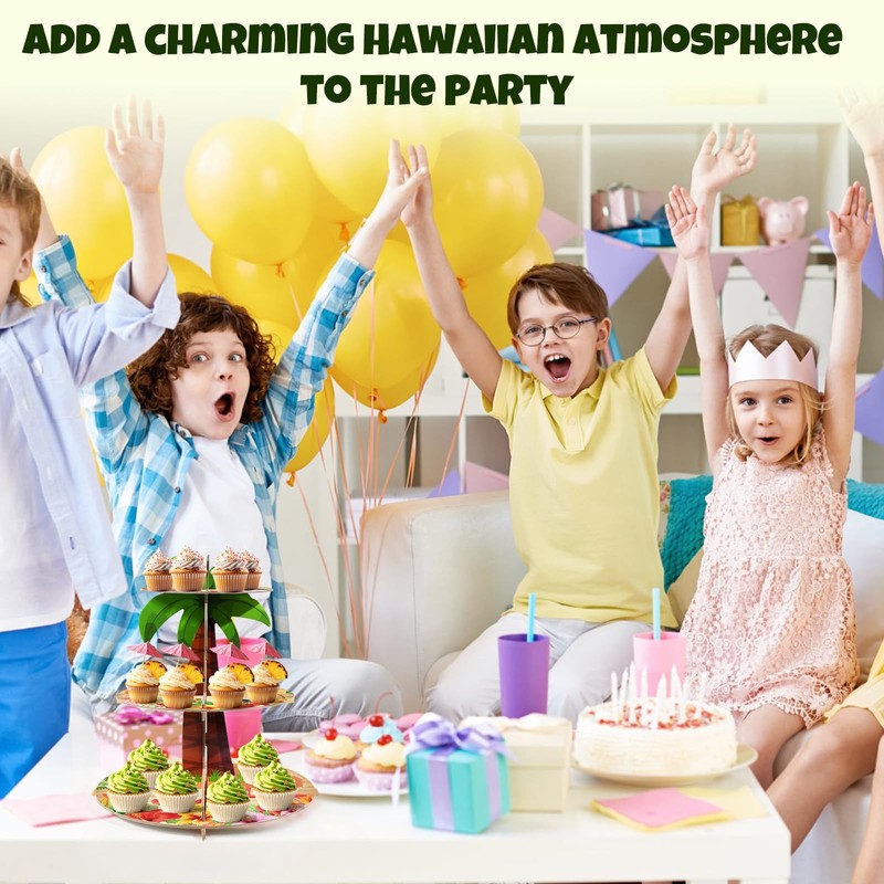 3-Tier Cupcake Stand - Palm Tree Party Decor for Luau, Hawaiian & Tropical Th... gallery