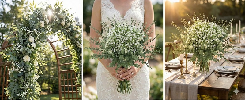 130 Pcs Artificial Mixed Eucalyptus Stems Bulk, 5 Kinds of Faux gallery
