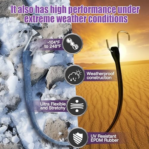 Bungee Cords with Hooks - 20 Pack - Heavy Duty Rubber Tarp Straps - Outdoor gallery