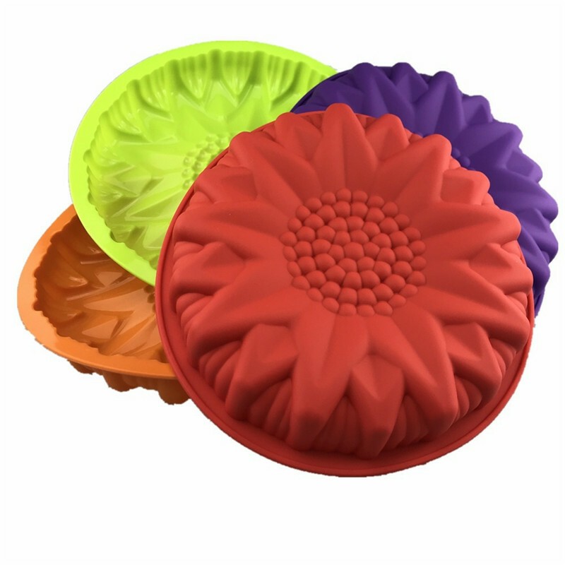 Large Round Flat Sunflower Silicone Cake Mould DIY Pan Baking Tool Cute Design