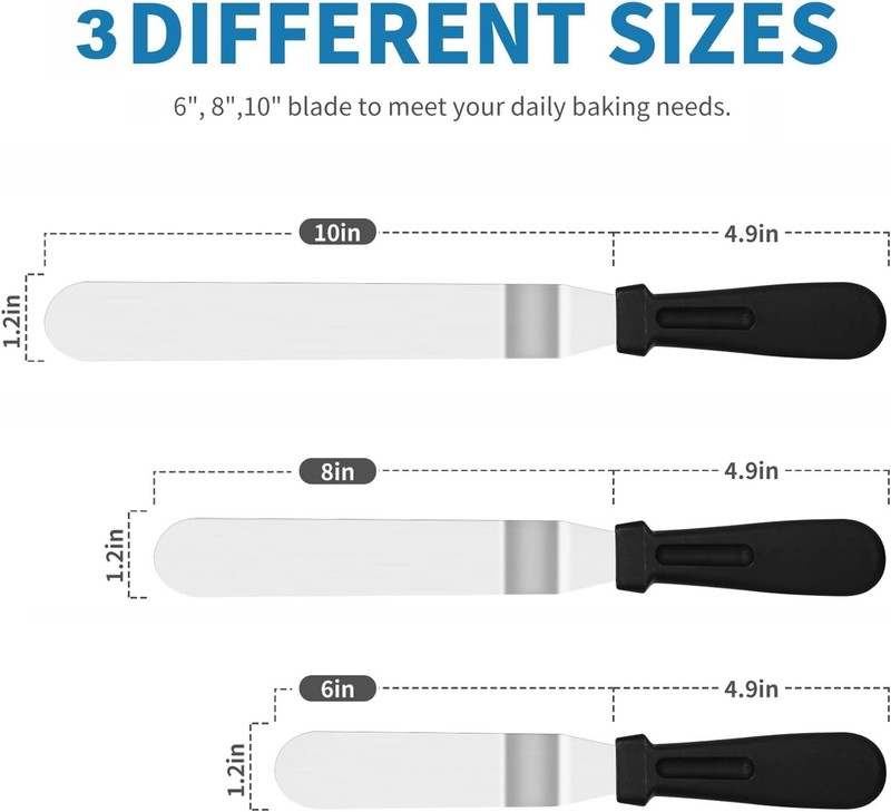 3 PCS Icing Spatulas, Offset Spatula, Stainless Steel Cake Decorating Spatulas S gallery