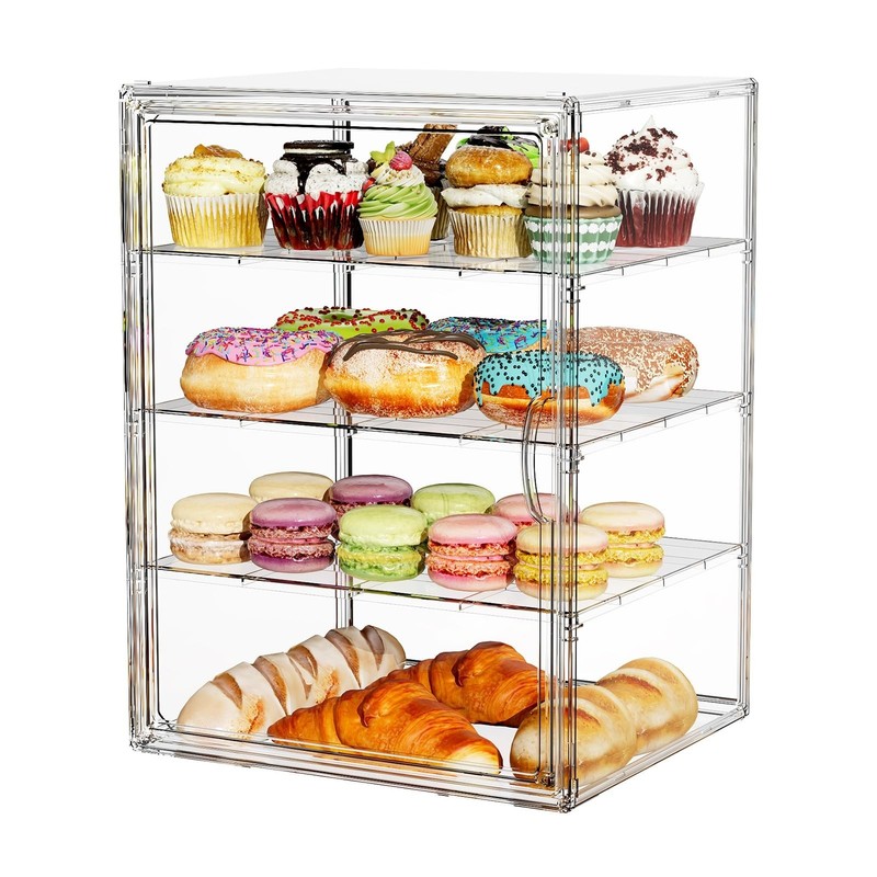 4-Tier Acrylic Cupcake Stand & Dessert Display Tower, Adjustable Pastry Holder f