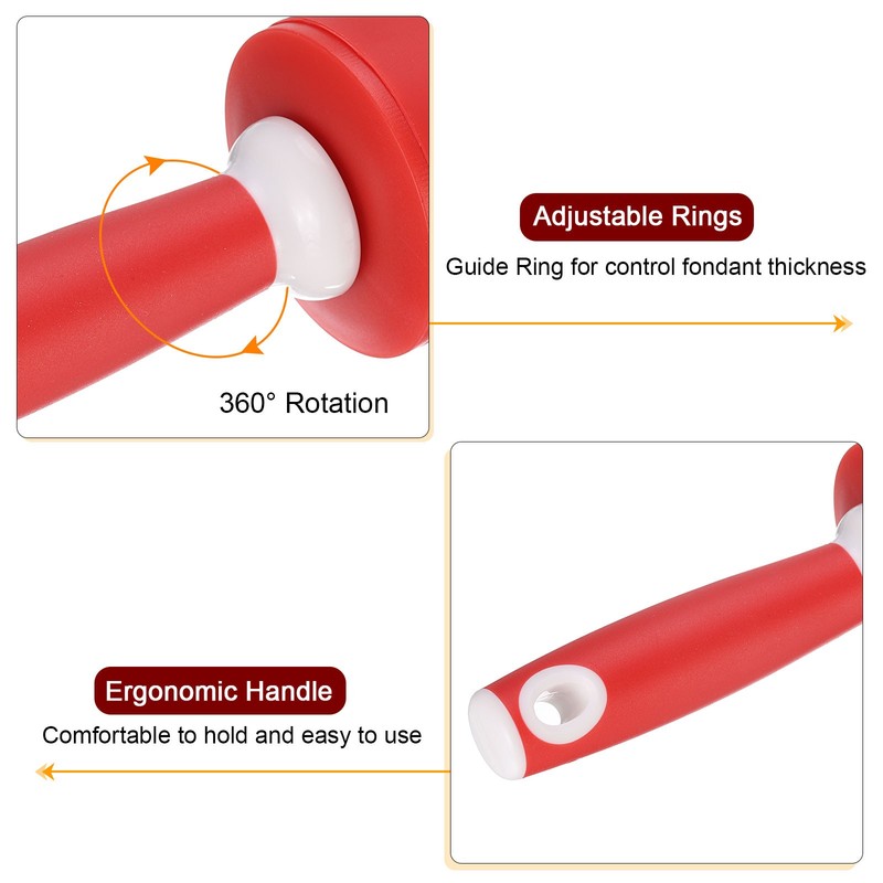 Silicone Rolling Pins for Baking 52cm x 6.5cm Red gallery