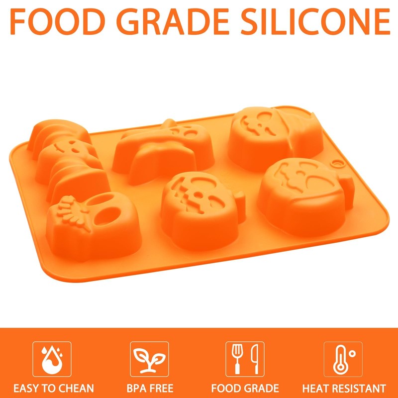 2 Pack Halloween Silicone Cake Molds, Pumpkin Bat Skull Ghost Shape Chocolate... gallery