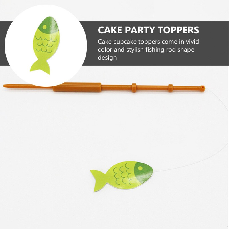 8PCS Fishing Rod Shape Cupcake Toppers Cake Decorations Table Decors Mixed Color gallery
