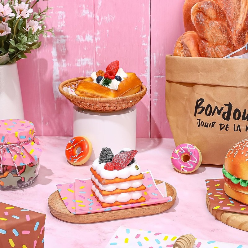 240 Sheet Donut Sprinkles Wax Paper Brown Pink White Sprinkles Design Food gallery