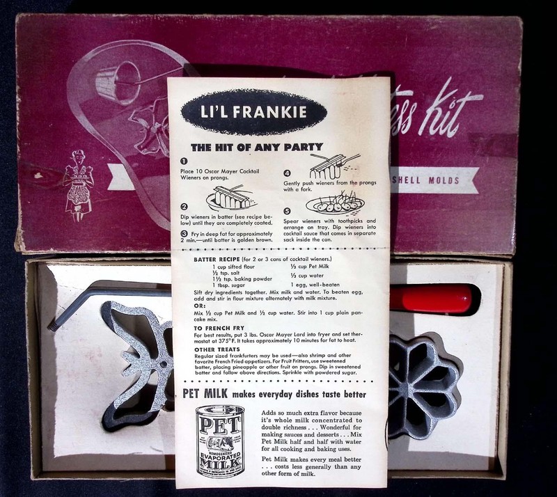 Vintage Bonley Handi Hostess Kit Waf-l-ette Patty Shell Molds Rosette Iron #109 gallery