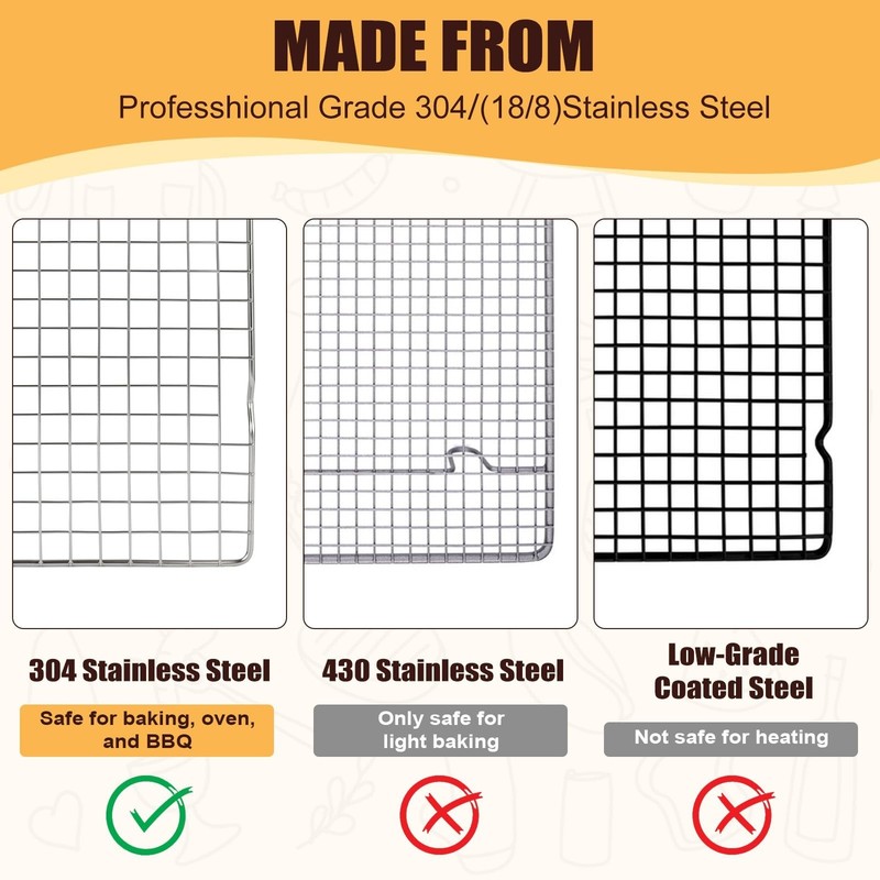 Cooling Racks for Cooking and Baking – 2 PCS 10" x 16" Heavy Duty 304 Stai gallery