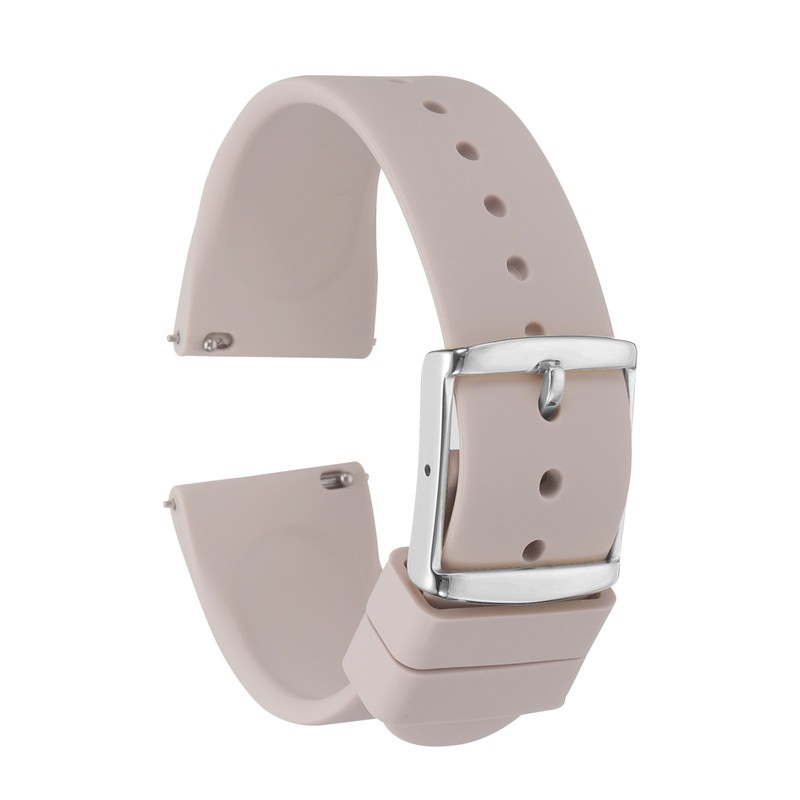 22mm Silicone Watch Strap with Silver Clasp, Pink for Quick Release