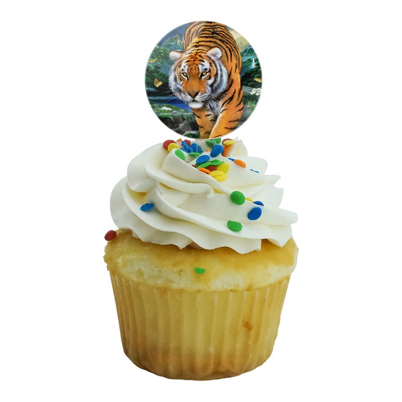 Tiger Stalking at Sunset Butterflies Cupcake Picks Toppers Decoration Set of 6 gallery