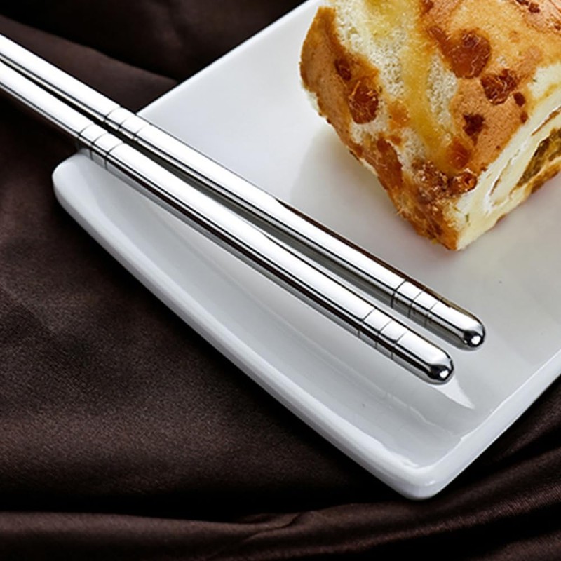4 Set Metal Reusable Korean Chopsticks Spoon Set Home Kitchen Restaurant gallery