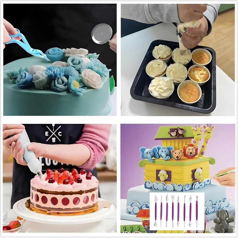 Cake Decorating Kit 340 pcs Turntable Tips Spatulas Icing Pastry Bags gallery