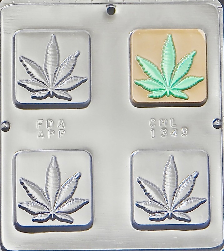 Marijuana Leaf Pot Leaf Square Bar Chocolate Candy Mold 1343 NEW