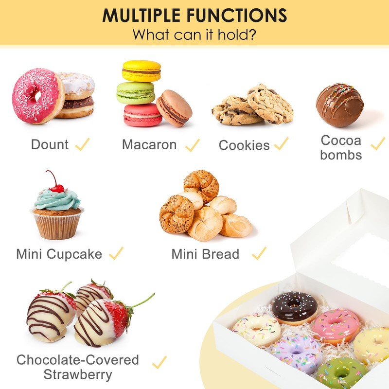 Moretoes 48pcs Cookie Boxes with 3 Style Window, 12x8x2.5In Bakery Boxes gallery