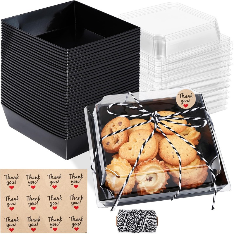 50 Pack Charcuterie Boxes with Clear Lids, 5 inches Mini Charcuterie Boxes, D…