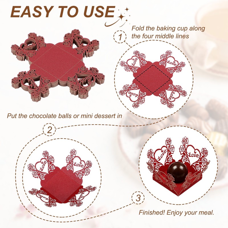 30Pcs for Love Rose Paper Chocolates Cupcake Molds Red Decoration gallery
