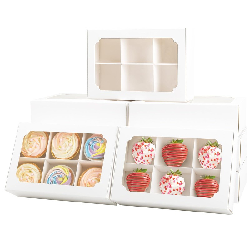 9 Inch Bakery Boxes with Window and Dividers Cookie Packaging Small Treats fo…