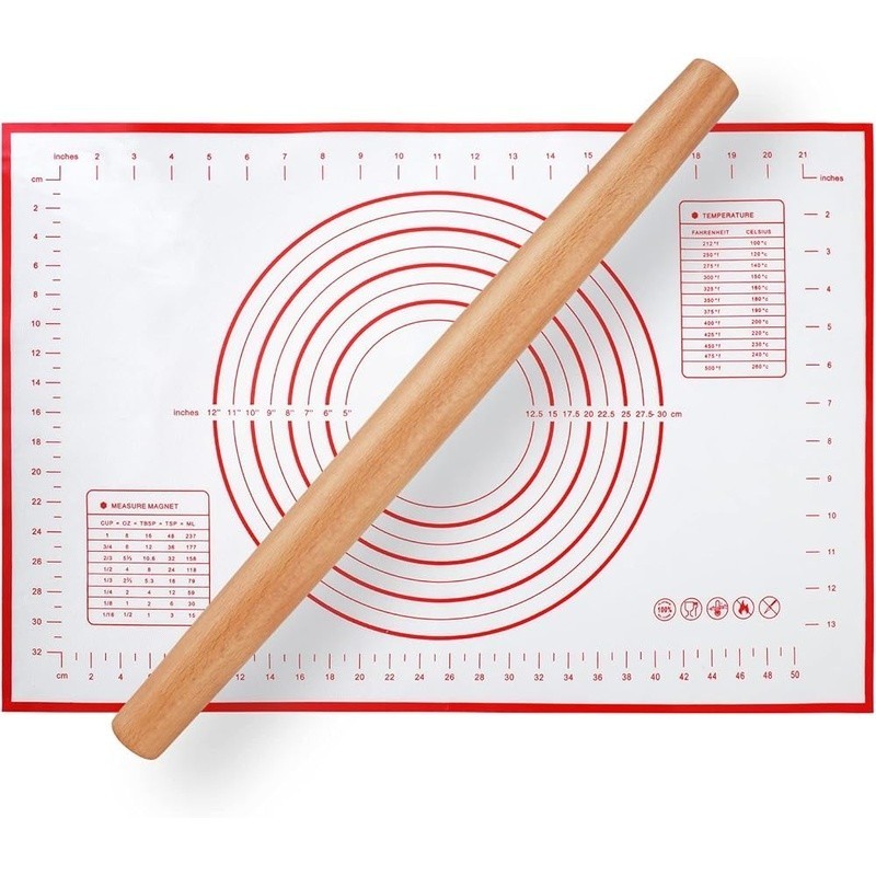 Wooden French Rolling Pin Tapered Baking Tool Non-Stick Easy Clean Set New