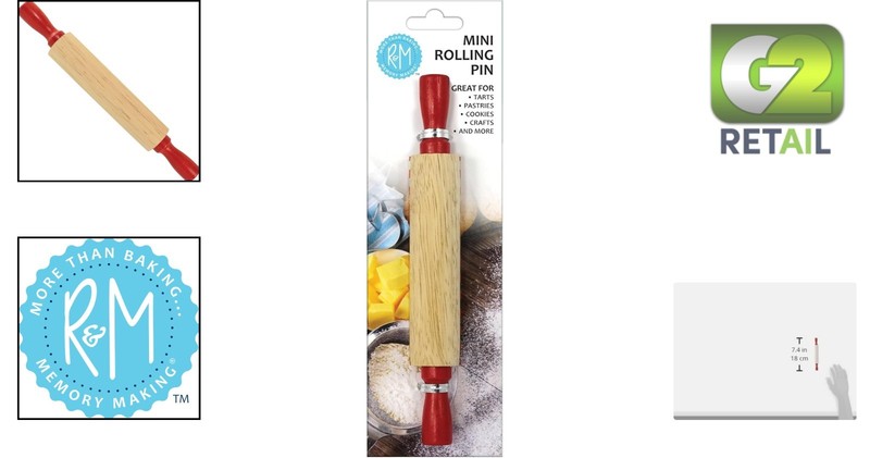 R & M Mini Rolling Pin - Beech Wood, 7" Clean Design for Safe Baking gallery