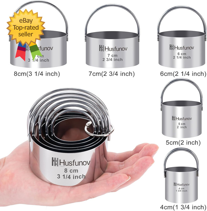 Biscuit Cutter Set round Cookie Cutters Handle Stainless Steel Circle Baking gallery