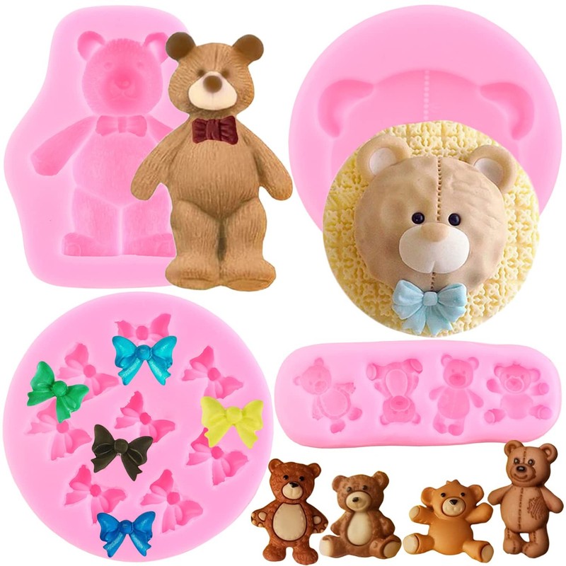 Bear Silicone Fondant Molds Mini Bow Candy Mold For Cake Decorating Cupcake T…