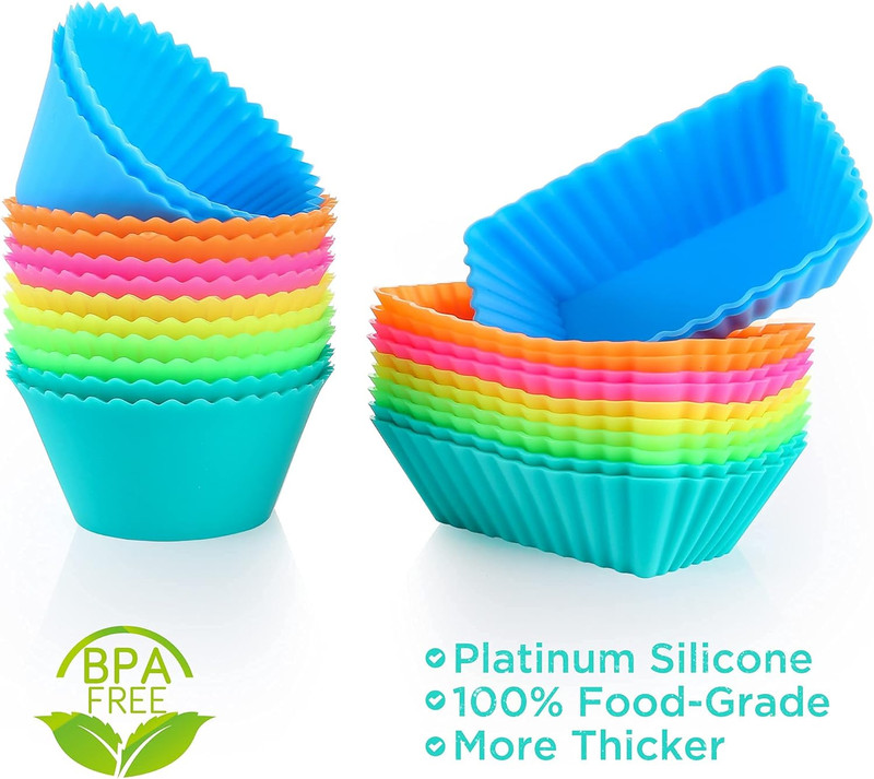 24 Pack Silicone Cupcake Baking Cups Reusable Food-Grade BPA Free Non-Stick Muff gallery