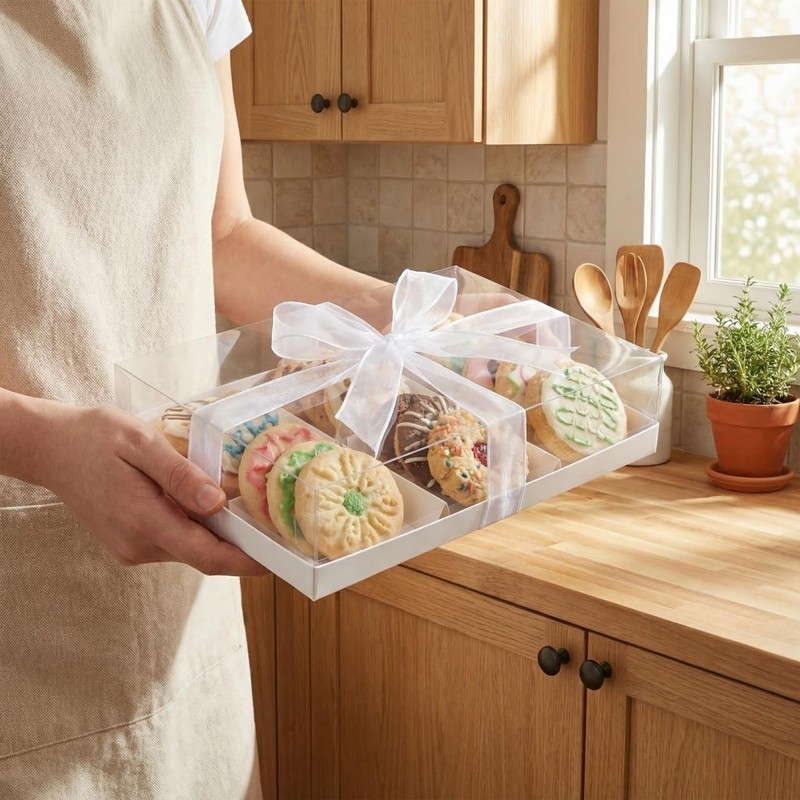 Boxes Dessert Box Divided Snack Cupcake Chocolate Packing Clear White 5 PCS gallery