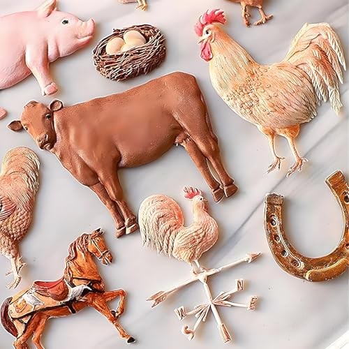 Rooster Chicken Silicone Molds, 4-Piece, Farm Animal Chocolate Fondant Molds, gallery