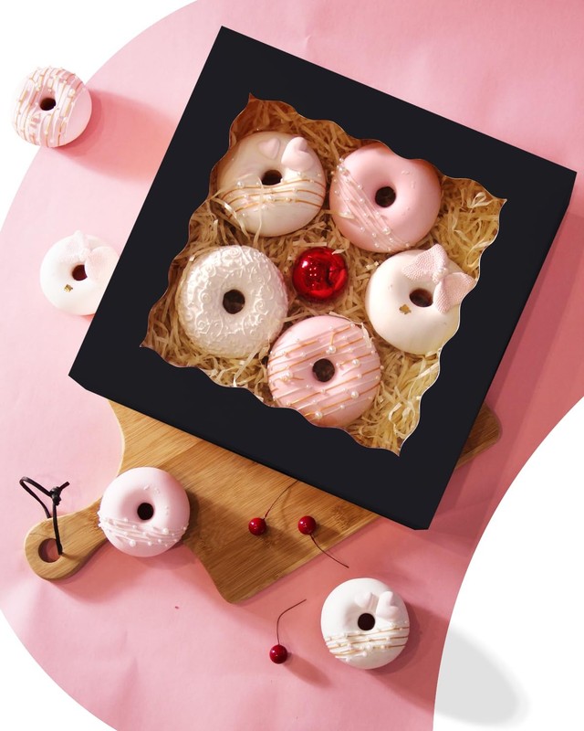 Black Pie Boxes With Window 9x9x2.5 Inch AutoPop Up Cookie Donut 12 PCS gallery