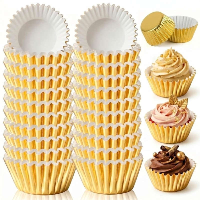 1000 Pack Gold Mini Cupcake Liners, Metallic Gold Baking Cups Greaseproof Min...