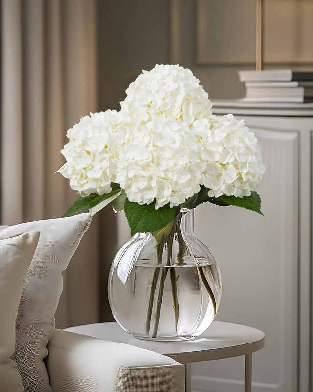 DuHouse 4Pcs Large Hydrangea Artificial Flowers 20in Latex Real Touch Lifelike f gallery