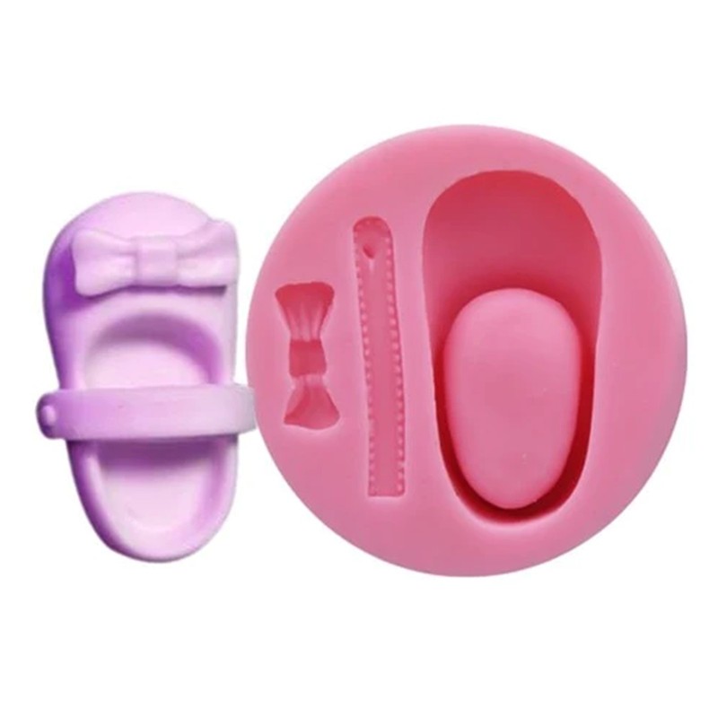 1Pc Lovely Baby Shoes Bow Mould sugarpaste Shower Cake Cupcake Gumpaste US